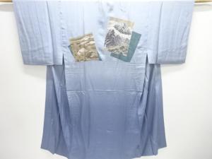 アンティーク　色紙に風景模様単衣男物長襦袢